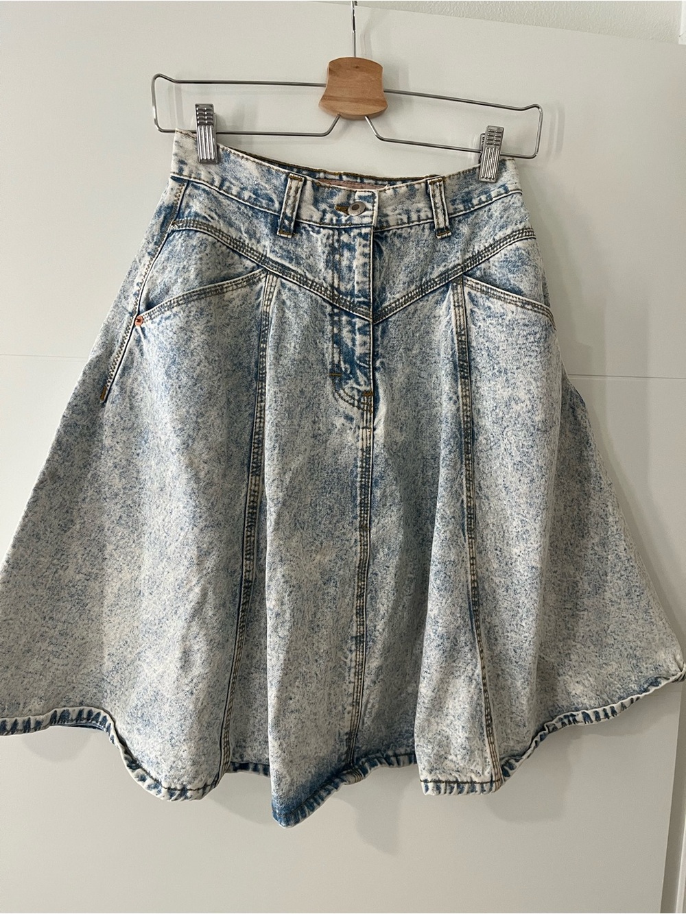 Vintage UNIONBAY Acid Wash Denim Circle Skirt High Waist 100% Cotton Size 7